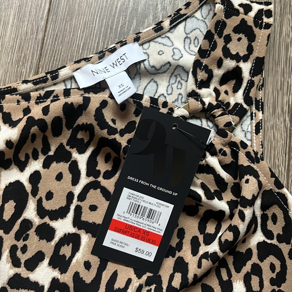 NWT Nine West cheetah top XS - Picture 5 of 6